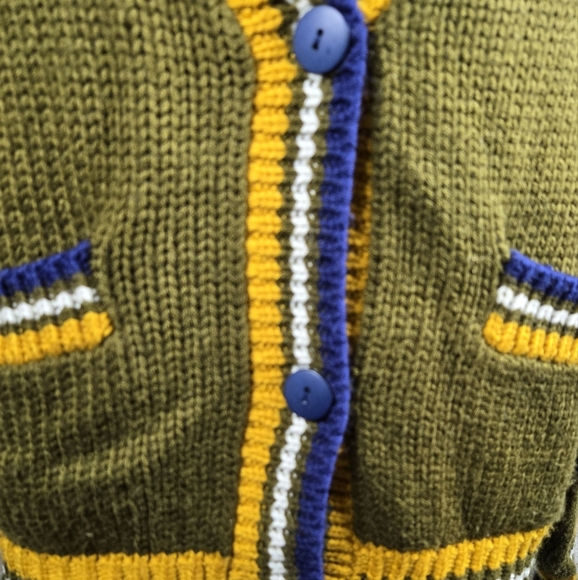 Women’s Olive Green Chunky Knit Striped Sweatshirt- Size XS - Picture 10 of 13